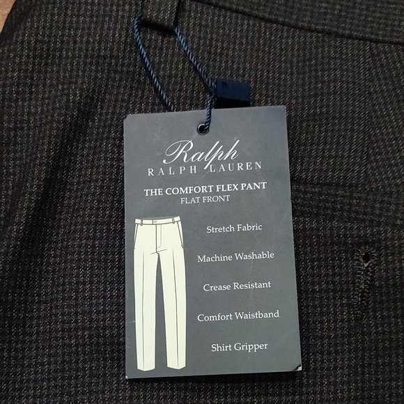 Ralph Ralph Lauren Comfort Flex Pant Flat Front Grey NWT Men's SIZE 32x32 - Picture 3 of 6